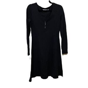 ATHLETA Ponte Knit Fit & Flare Whereupon Dress Small Black Skater Athleisure